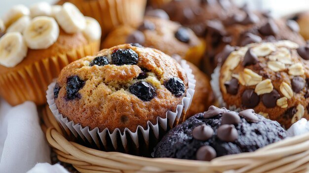 Muffins and cupcakes in a basket